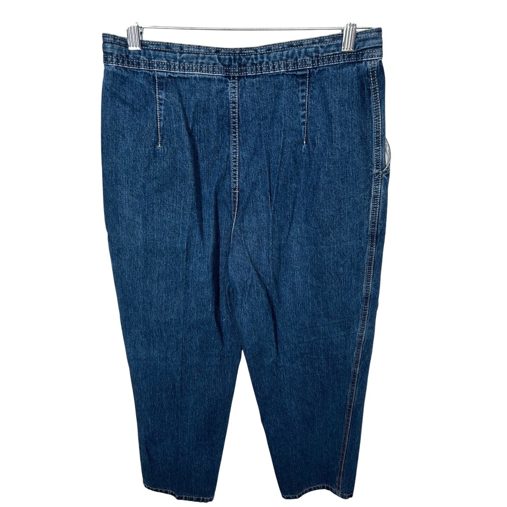 St. John's Bay Mom Jeans Blue Denim Slant Pockets Unique Waist Women's Size 12P - Picture 2 of 7